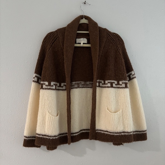 The Great. Cowichan Lebowski Style Brown/White Cardigan Sweater - Size 1/Small - Picture 4 of 6